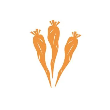 Three carrots on a white background. Stems and leaves of carrot Stock Illustration