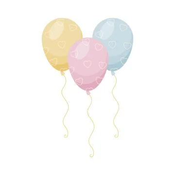 Three cartoon balloons with heart pattern. Vector illustration Stockillustratie
