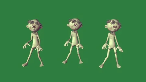 Three cartoon characters are standing in front of a and walking on with it Stock Footage 336890197