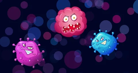 Three Cartoon Germs Stock Footage 106496795