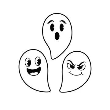 Three cartoon ghosts with different expressions for halloween decorations Stock Illustration