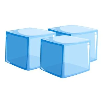 Three cartoon ice cubes melting slowly Stock Illustration