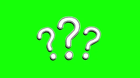 Three cartoon question marks appearing on green screen background Stockbeeldmateriaal 331766884