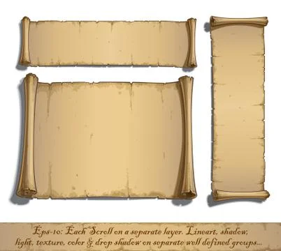 Three Cartoon Scrolls Lying Flat Stock Illustration