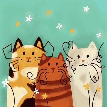 Three Cats Cartoon Illustrazione stock