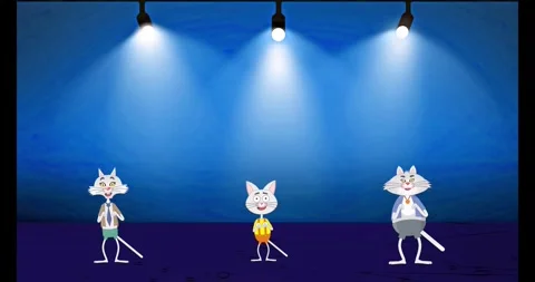 Three cats dancing on stage, part 01 Stock Footage 274736184