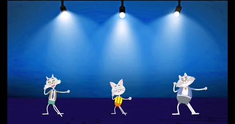 Three cats dancing on stage, part 02 Stock Footage 274736185