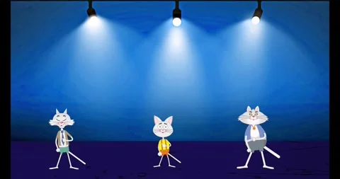 Three cats dancing on stage, part 04 Stock Footage 274736218