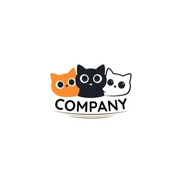Three Cats Mascot Logo Icon Stock Illustration