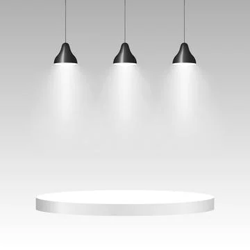 Three ceiling lamps with light. Lamp hanging background. Vector 库存插图