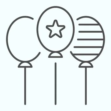 Three celebration balloons thin line icon. Party baloons vector illustration Stock Illustration