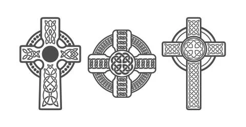 Three Celtic Crosses. Vector Tattoo Or Art Stock Illustration