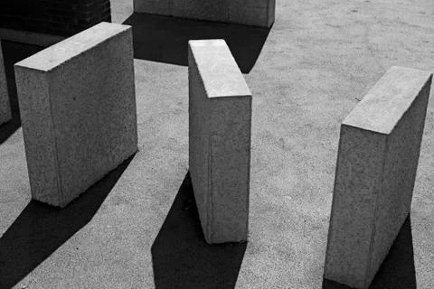 Three cement rectangles in parkour path Stock Photos