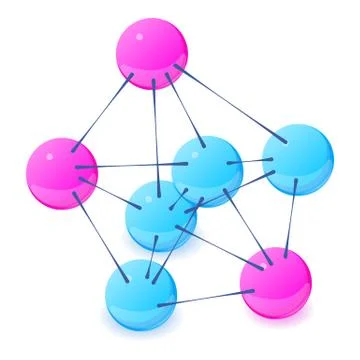 Three-center molecule icon, isometric 3d style Stock Illustration