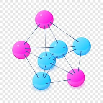 Three-center molecule icon, isometric 3d style 스톡 일러스트