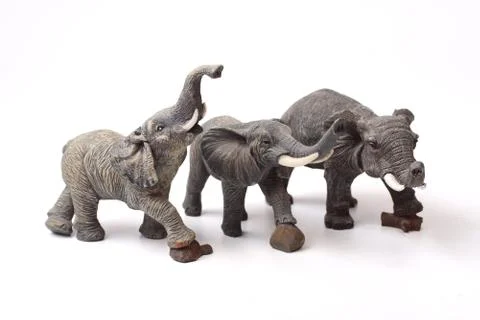 Three ceramic elephant figurines Stock Photos
