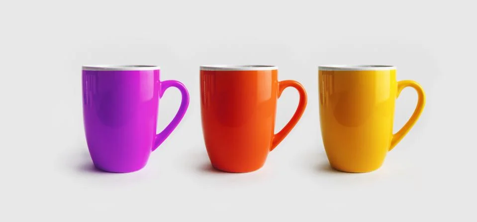 Three ceramic mugs Stock Photos