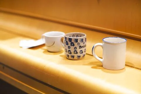 Three ceramic mugs Stock Photos