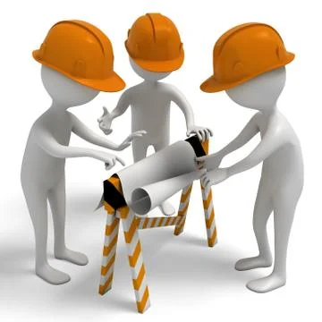 Three characters are discuss plan Stock Illustration