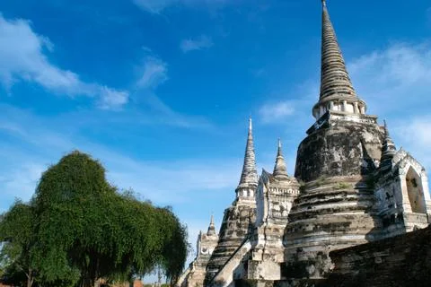Three Chedis of Wat Phra Si Sanphet, Ayutthaya Foto stock