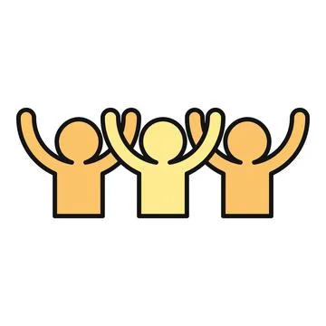 Three cheering people showing unity and collaboration icon Stock Illustration