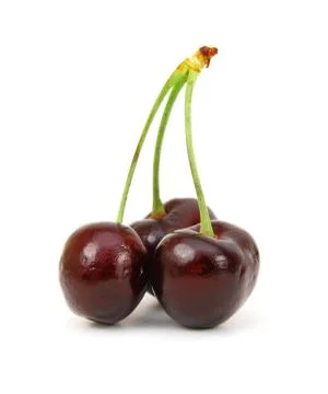 Three cherries isolated on white Stock Photos