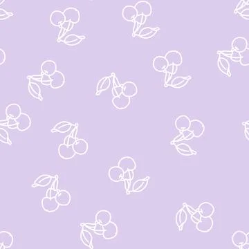 Three cherries line seamless pattern Stock Illustration