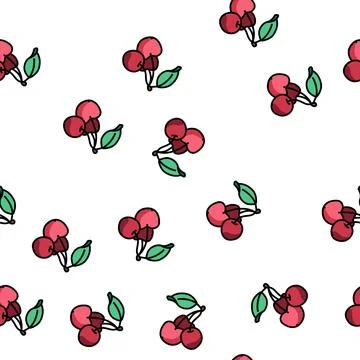 Three cherries vector seamless pattern Stock Illustration