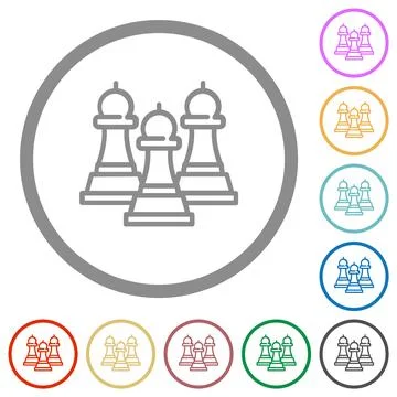 Three chess bishops outline flat icons with outlines Stock Illustration