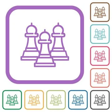 Three chess bishops outline simple icons Stock Illustration