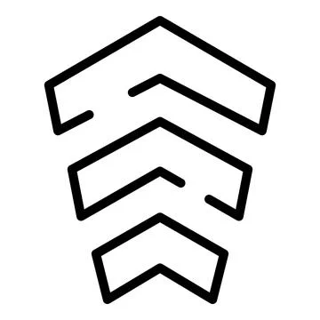 Three chevrons pointing upwards representing military rank, progress, or ac.. Illustrazione stock