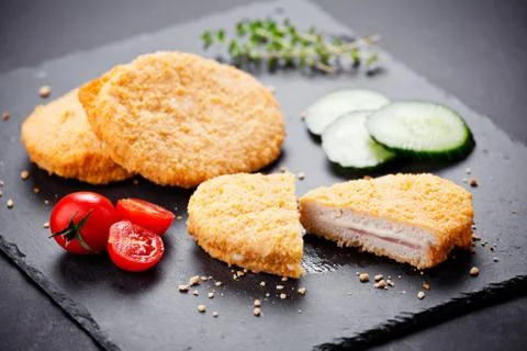 Three Chicken Cordon Bleu Stock Photos