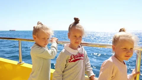 Three children, sisters, triplets, Stock Video Pond5