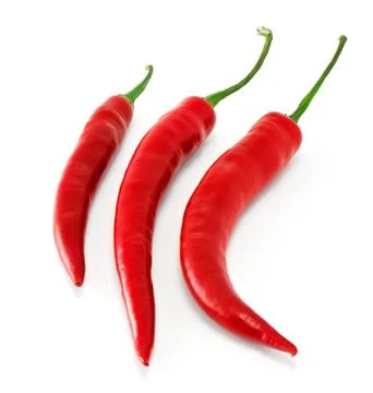 Three chili in row Stock Photos