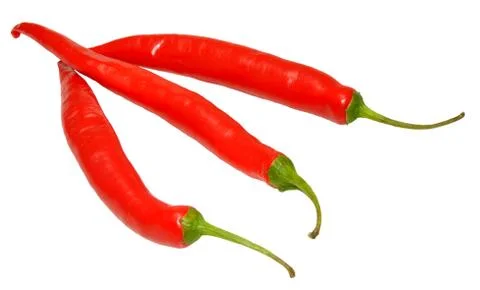 Three Chilli Peppers On White Stock Photos