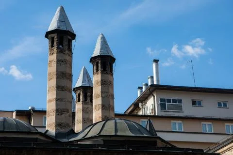Three chimneys in Sarajevo Stock Photos