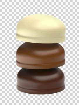 Three chocolate coated marshmallows Illustrazione stock