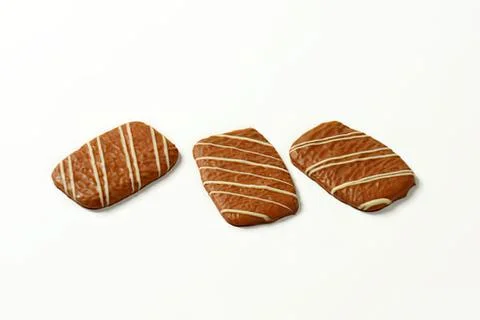 Three chocolate-covered biscuits with stripes Stock Photos