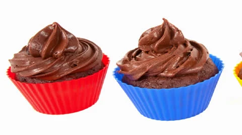 Three Chocolate Cupcakes Stock Footage 25816348