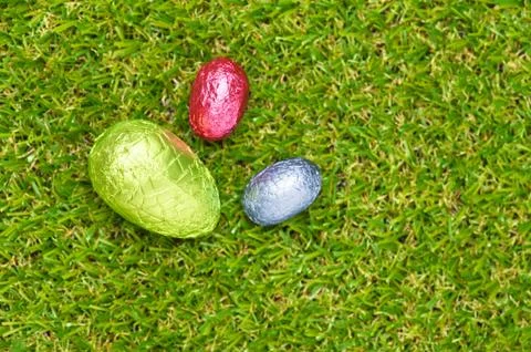 Three chocolate easter eggs Stock Photos