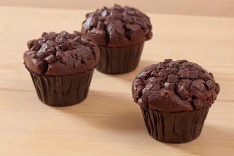 Three Chocolate Muffins Foto stock