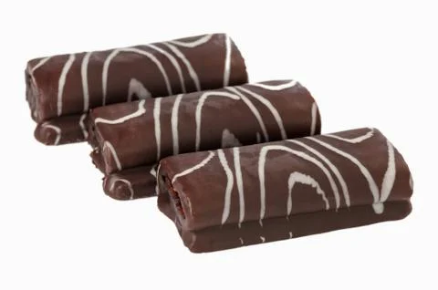 Three chocolate roll Stock Photos