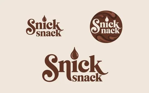 Three chocolate snack logo variations with dripping effect Stock Illustration