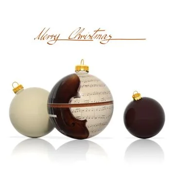 Three Christmas balls with musical elements Stock Illustration