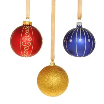 Three Christmas balls Stock Photos