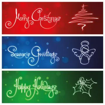 Three Christmas Banners Stock Illustration