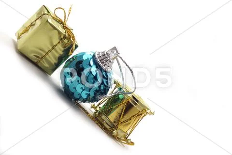 Three christmas ornaments with copy space Stock Photos