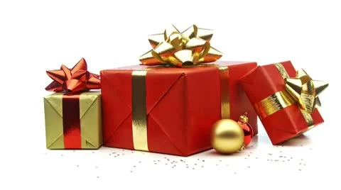 Three christmas presents with decoration looping Stock Footage 8952874