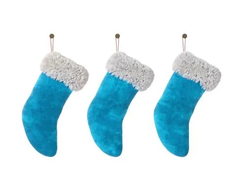 Three Christmas stocking isolated on white background 3D rendering Stock Illustration