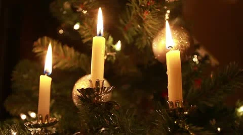 Three christmas tree candles Stock Footage 11037775